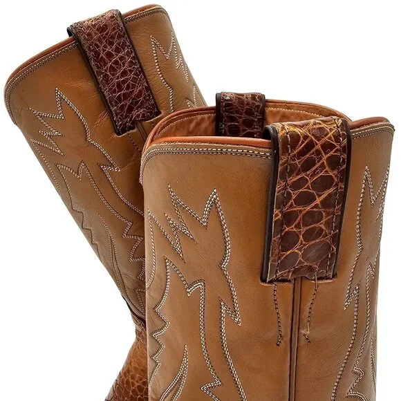 Vintage Preban Exotic Justin Womens 8AA Honey Brown Cowboy Western Boots Cowgirl - Picture 12 of 16